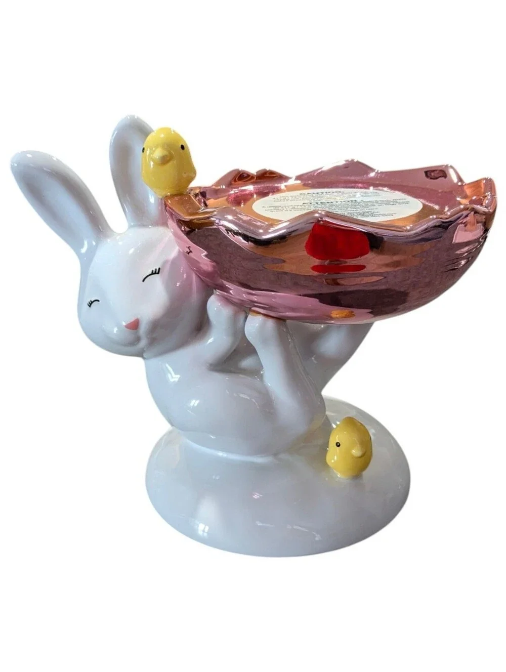 NEW Bath & Body Works Ceramic Easter Bunny & Chicks 3-Wick Candle Holder - Picture 5 of 8